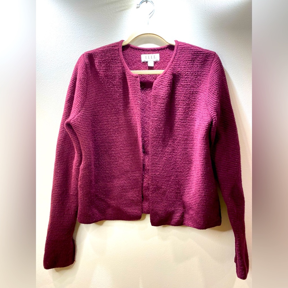 Elle - Cropped Cardigan - Burgundy - M